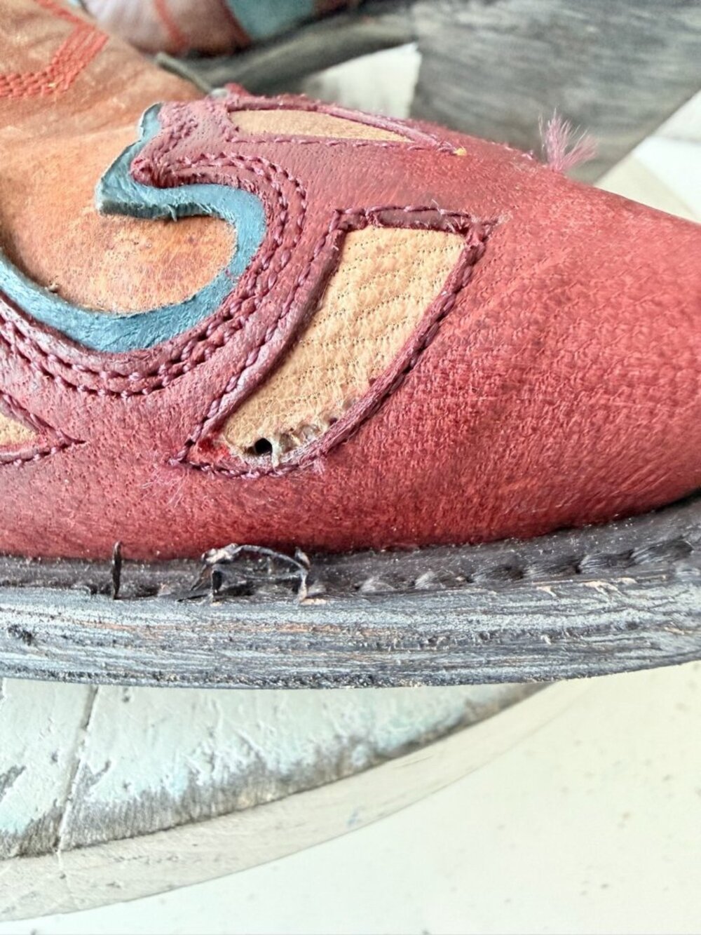 Old Gringo EAGLE FLIGHT Short Cowboy Boots Blue Red Womens 7.5 Snip Toe Ankle - Picture 3 of 13